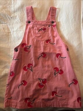 Isaac Mizrahi Pink Cherry Embroidered Overalls